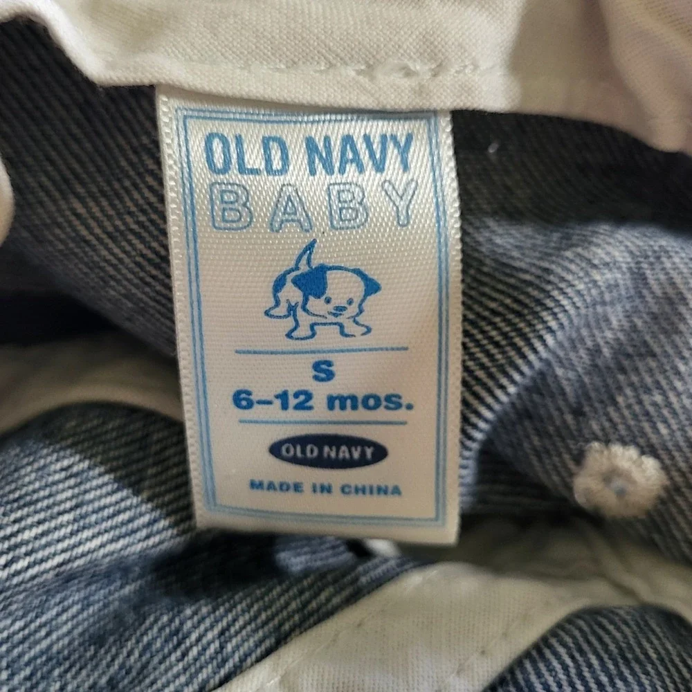 Old Navy Baby 6-12 Months Baseball Cap Hat Blue Denim Embroidered Logo S